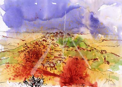 Cordes sur Ciel-aquarelle